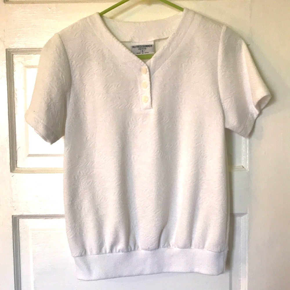 Alfred Dunner Made in U.S.A. Women’s White Short Sleeve Cotton Shirt